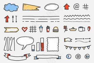 手绘项目符号日志元素集