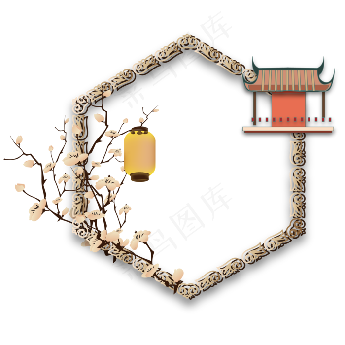中式金色渐变边框装饰(2000*2000px 300 dpi )ai矢量模版下载