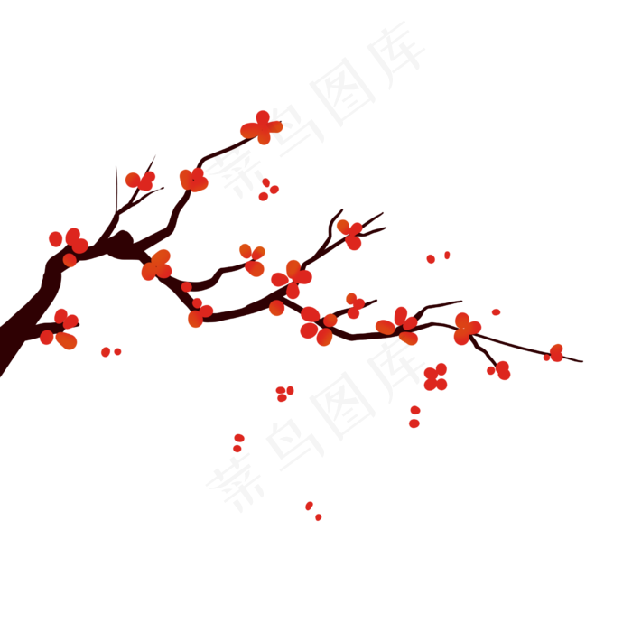 树枝上花卉(2500X2500(DPI:300))psd模版下载