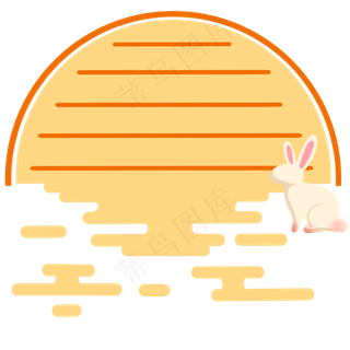 玉兔云朵中秋边框