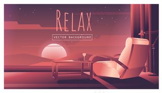 夕阳下的现代背景椅和客厅。