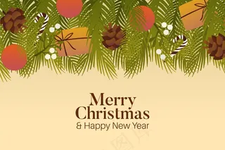 复古圣诞树枝背景