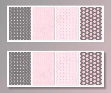 点图案集。婴儿背景。粉红色。插图。圆点图案。