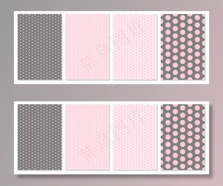 点图案集。婴儿背景。粉红色。插图。圆点图案。