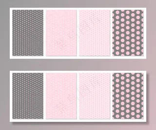 点图案集。婴儿背景。粉红色。插图。圆点图案。