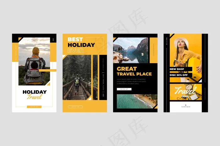 旅游销售模板故事集eps,ai矢量模版下载