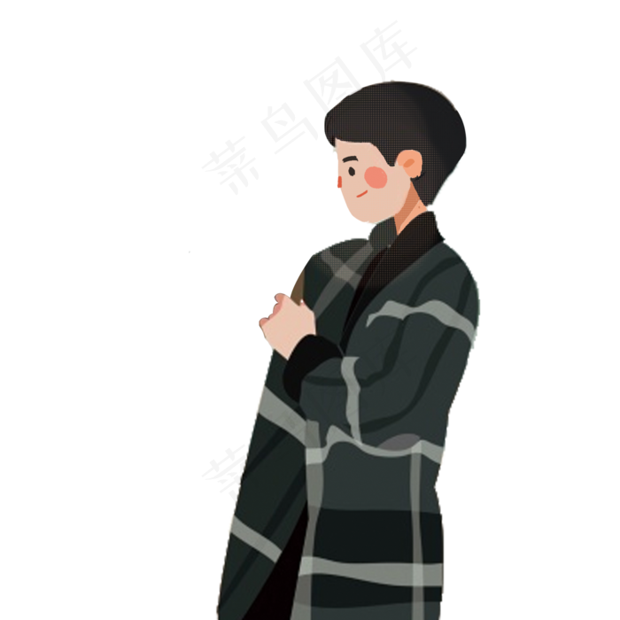 秋天帅气手绘男生免扣插画