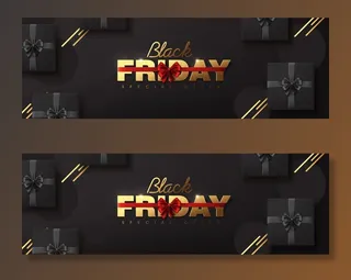 黑色星期五。黑色背景上的金色书法。