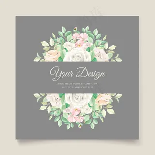 软绿色花卉婚礼请柬套装