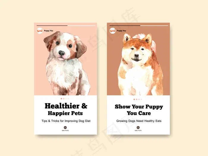 Instagram狗狗故事模板eps,ai矢量模版下载