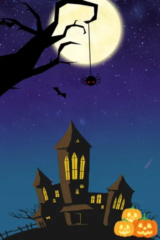 万圣节蜘蛛网僵尸血迹古堡幽灵