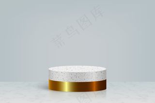 最小场景，金色大理石讲台，化妆品产品展示背景