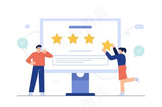 网络屏幕上的客户评论，成功的四星级商业意见