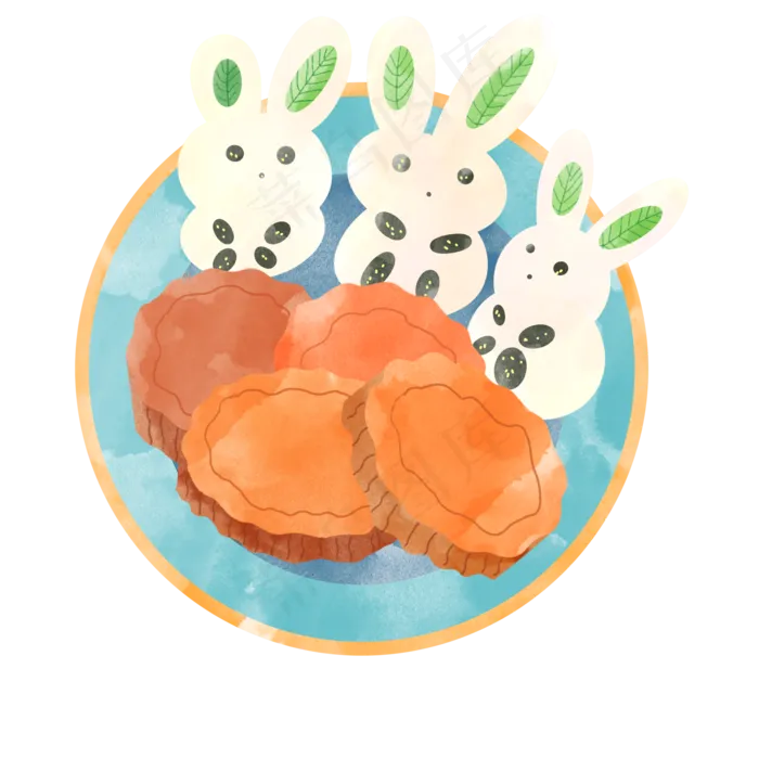 中秋吃月饼的兔子(2000X2000(DPI:300))psd模版下载