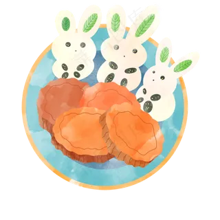 中秋吃月饼的兔子