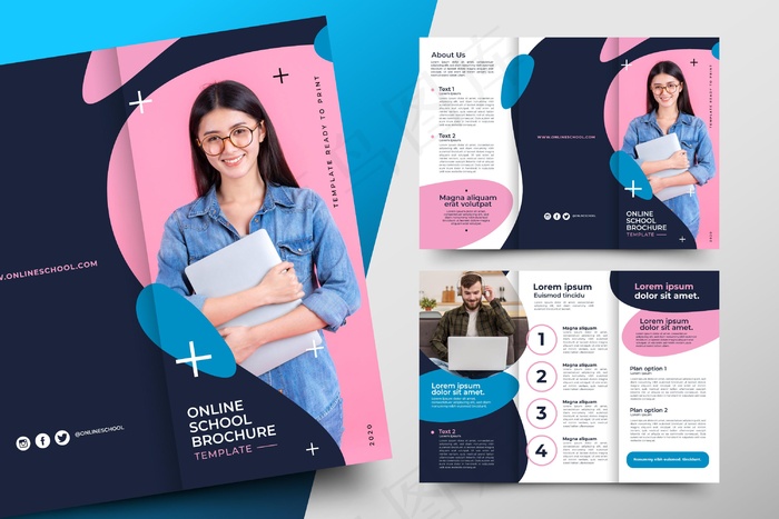 摘要三折页小册子模板eps,ai矢量模版下载