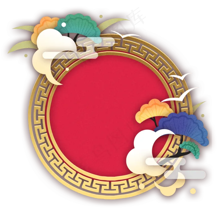 中式中秋圆形边框(2000X2000(DPI:300))psd模版下载