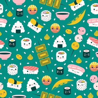 日本料理-可爱无缝图案