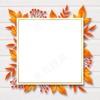 秋季木纹边框