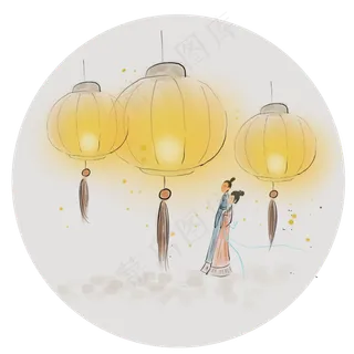 古风看灯的古代情侣