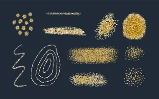 金色闪光笔刷纹理。条纹，圆圈，记号。矢量图解。