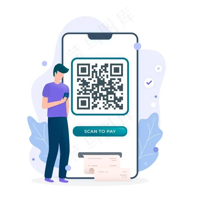 带字符的二维码扫描概念eps,ai矢量模版下载