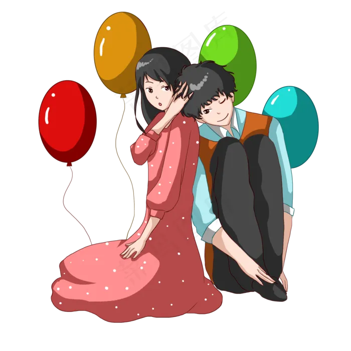 七夕气球人物(2000X2000(DPI:300))psd模版下载