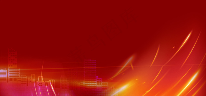 大气红色年会光线建筑banner