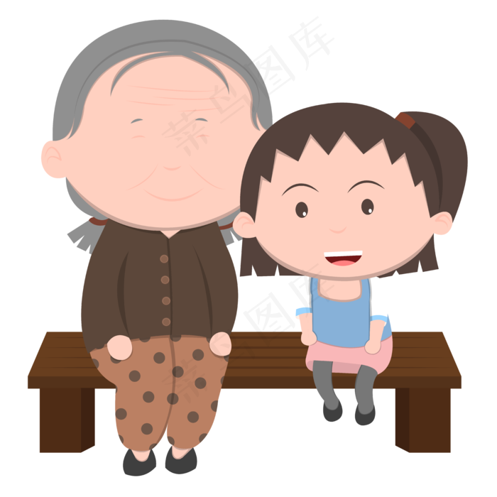 手绘矢量重阳节人物形象