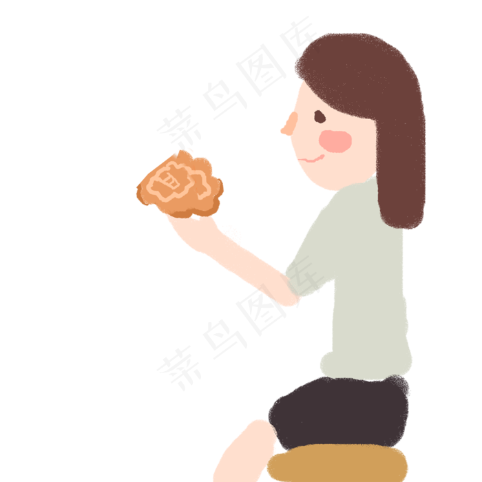 坐着赏月的女孩免抠图