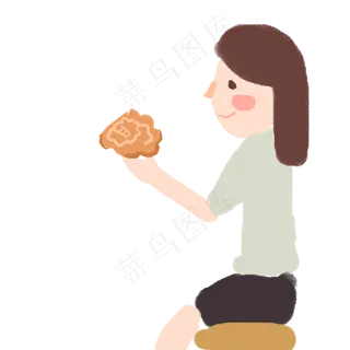 坐着赏月的女孩免抠图