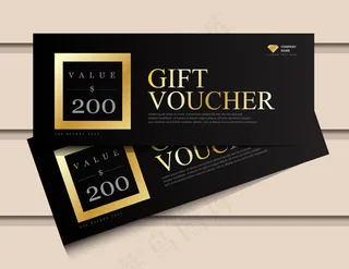 带有闪光金奢华元素的礼品券模板。