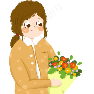 捧着一束花的老师免抠图