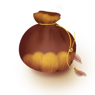 农历新年褐色花瓣钱袋香囊