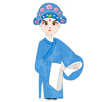 京剧小生手绘矢量图