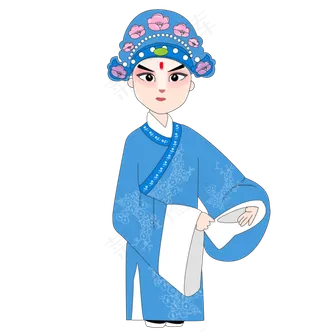 京剧小生手绘矢量图