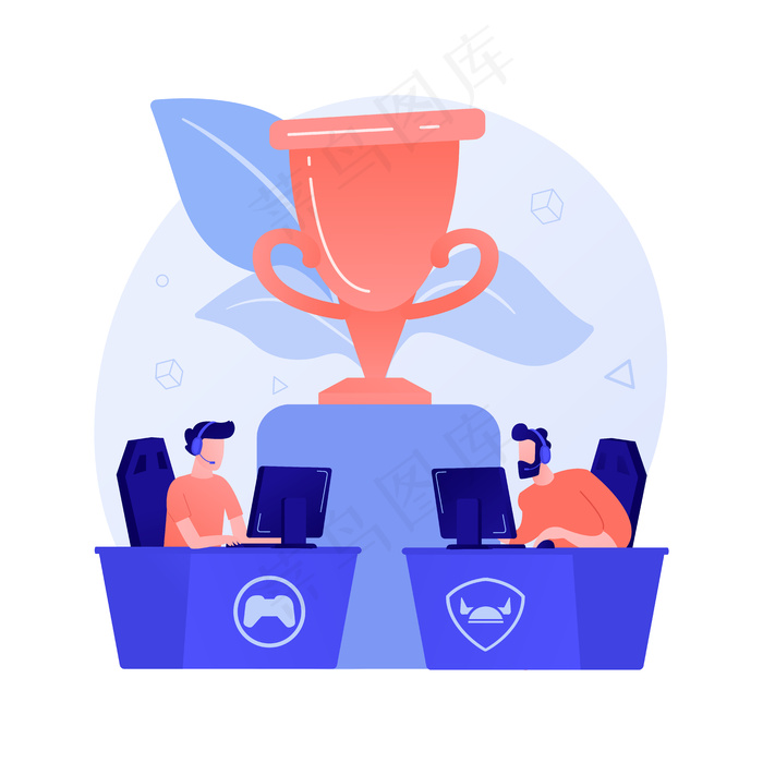 电子竞技比赛抽象概念矢量图。电子竞技锦标赛流媒体、游戏官方活动、电子竞技锦标赛、游戏竞技场、电子竞技迷支持抽象隐喻。