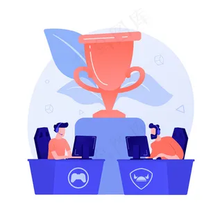 电子竞技比赛抽象概念矢量图。电子竞技锦标赛流媒体、游戏官方活动、电子竞技锦标赛、游戏竞技场、电子竞技迷支持抽象隐喻。