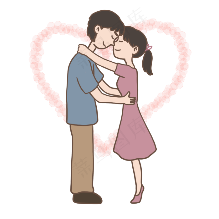 情侣相会求婚七夕情人节手绘免抠