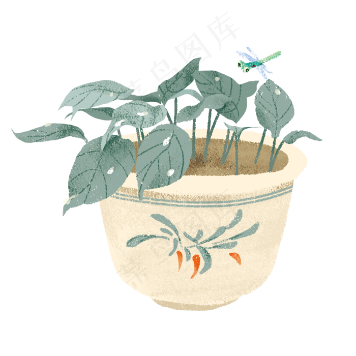 24节气白露植物小清新盆栽免费(1024X1024(DPI:300))psd模版下载
