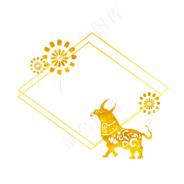 金色牛年边框(3000X3000(DPI:300))psd模版下载