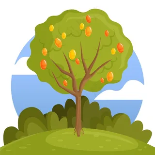 绿色平面设计芒果树