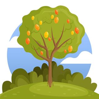 绿色平面设计芒果树