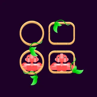 游戏ui木叶边框与角色头像预览集