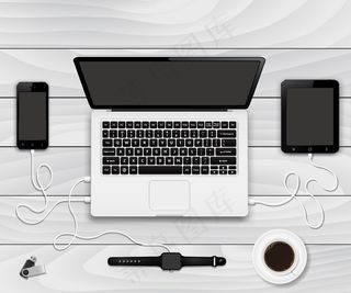 智能手机、平板电脑和智能手表由笔记本电脑充电