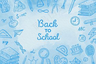 水彩画回到学校背景