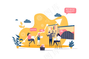 商务会议平面概念人物插画