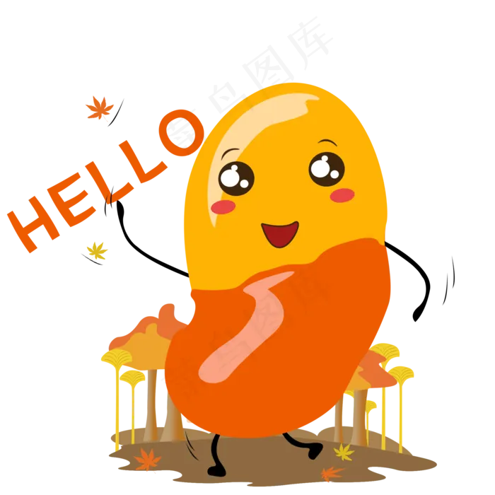 秋天手绘蚕豆hello表情包(2000X2000(DPI:96))psd模版下载