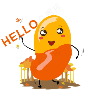 秋天手绘蚕豆hello表情包