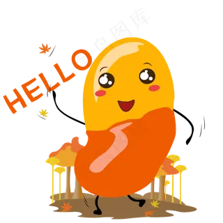 秋天手绘蚕豆hello表情包